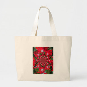 Bolsa Tote Grande Flor Vermelha Natural Febre Branca Caleidoscópio A