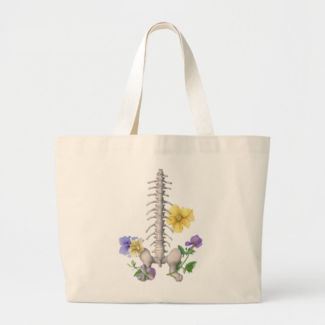 Bolsa Tote Grande Floral Anatomy - Vertebrae, Hip Bone (Frente)