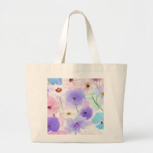 Bolsa Tote Grande Floral Aquarela Pastel 