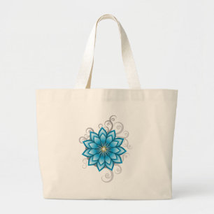 Bolsa Tote Grande Floral - azul