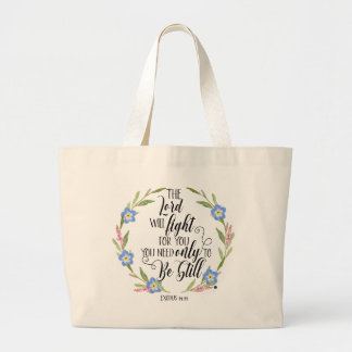 Bolsa Tote Grande Floral Cristão - “O Senhor Lutará Bolsa”