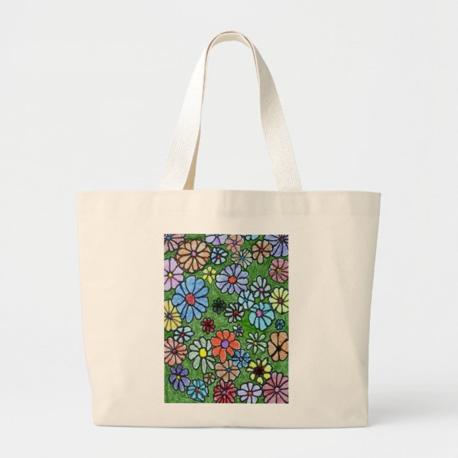 Bolsa Tote Grande "Floral Divertido nº 2" Tote Floral Bag (Frente)