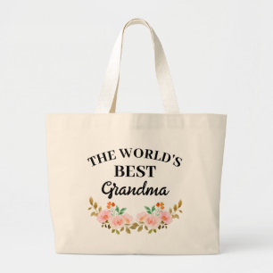 Bolsa Tote Grande Floral Melhor Vovó Aquarela Gigi Boho Flor