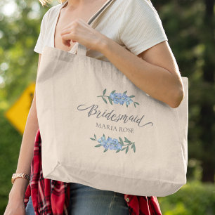 Bolsa Tote Grande Floral Personalizado para Damas de Honra em Aquare
