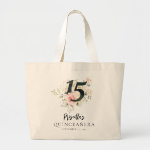 Bolsa Tote Grande Floral Quinceanera 15 Birthday Keepsasaafilasofilo
