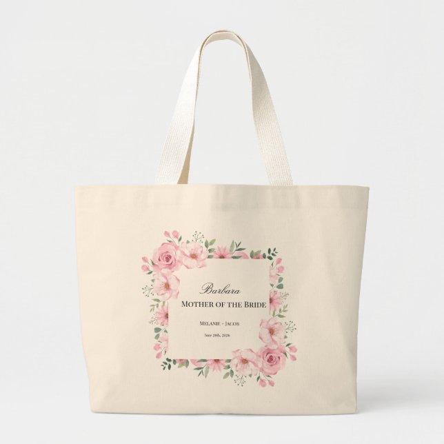 Bolsa Tote Grande Floral Rosa Mãe da Noiva  (Frente)