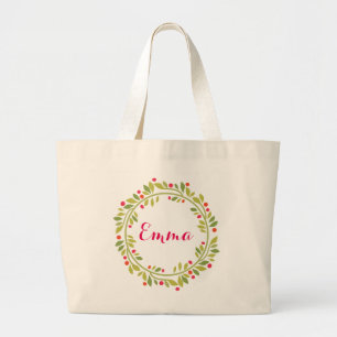 Bolsa Tote Grande Floral Wreath Bride Monograma Personalizado