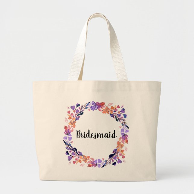 Bolsa Tote Grande Floral Wreath Bridesmaid (Frente)