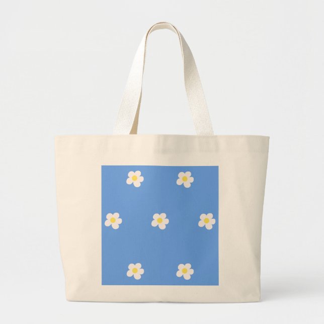 Bolsa Tote Grande Flores Brancas em Fundo Lilás (Frente)