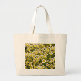 Bolsa Tote Grande Flores Brancas Sunny Douradas