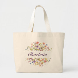 Bolsa Tote Grande Flores Coloridas Personalizadas