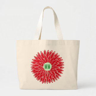 Bolsa Tote Grande Flores Cor-de-Rosa e Vermelhas em Xilogravura Vint