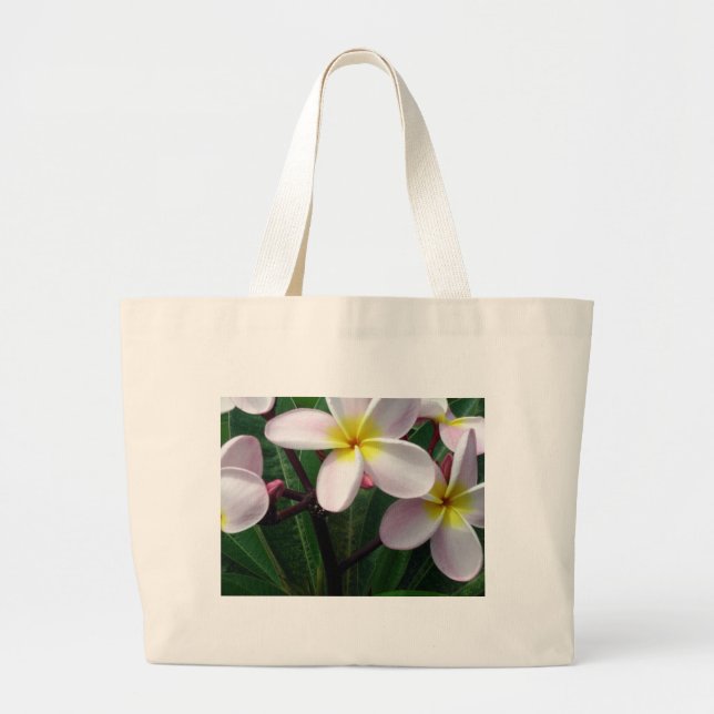 Bolsa Tote Grande Flores de Plumeria bonito Saco (Frente)