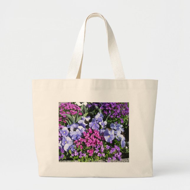 Bolsa Tote Grande Flores de primavera Roxas (Frente)