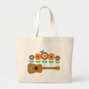 Bolsa Tote Grande Flores do Ukulele