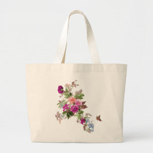 Bolsa Tote Grande Flores e borboletas Jardim da Felicidade
