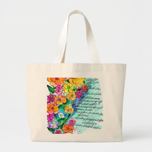 Bolsa Tote Grande Flores e Letras (Frente)