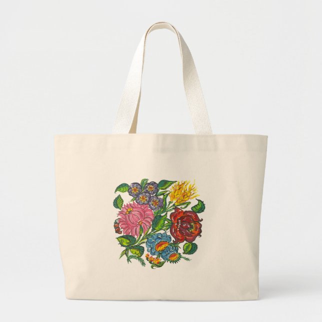 Bolsa Tote Grande flores húngaras (Frente)
