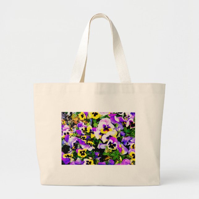 Bolsa Tote Grande flores pansíveis (Frente)