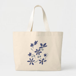 Bolsa Tote Grande Flores Românticas Azuis