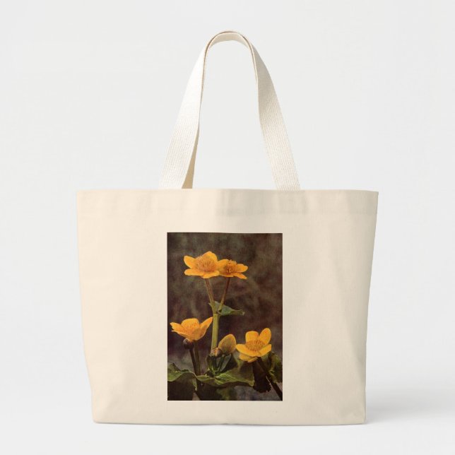 Bolsa Tote Grande Flores selvagens: Marsh Marigold (Frente)
