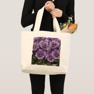Bolsa Tote Grande Flores Violetas Elegantes Casamento LGBTQ Sra & Sr