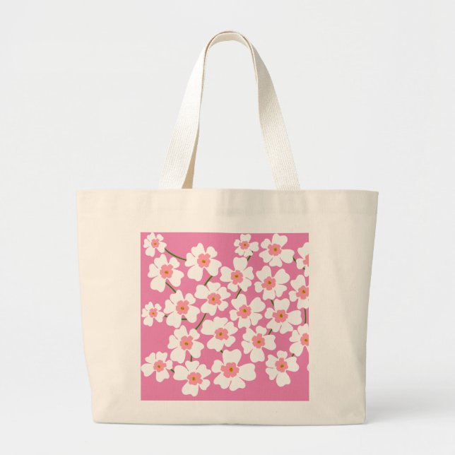 Bolsa Tote Grande Flores White Fantasy Pink (Frente)
