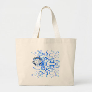 Bolsa Tote Grande fluxograma lightblue do circuitboard