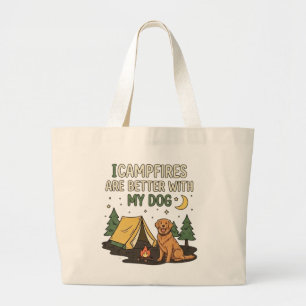Bolsa Tote Grande Fogueiras São Melhores Com Meu Cachorro Camiseta D