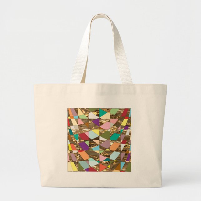 Bolsa Tote Grande Folha de ouro com abstrato (Frente)