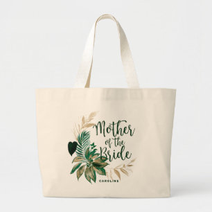 Bolsa Tote Grande Folhagem Verde Tropical Terra Mãe da Noiva