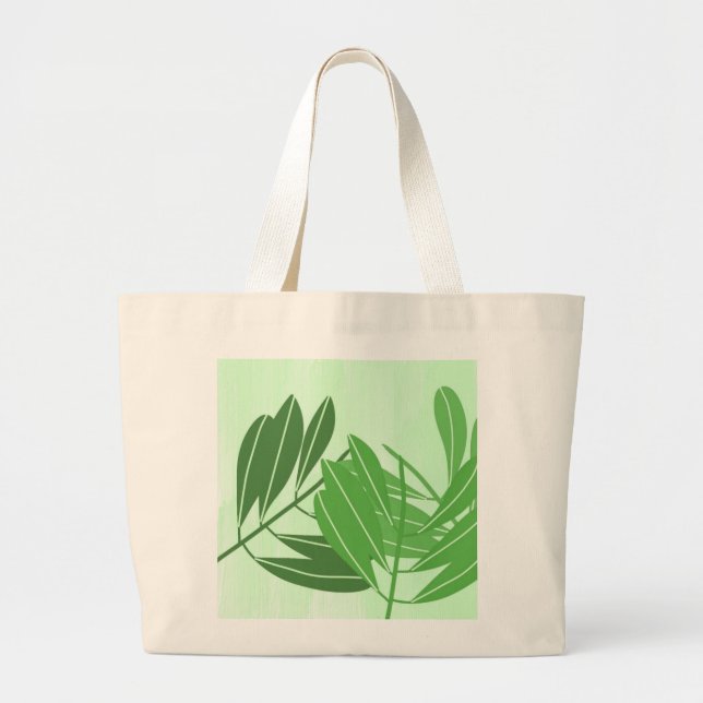 Bolsa Tote Grande folhas de abstrato (Frente)