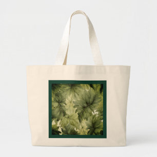 Bolsa Tote Grande Folhas de água verde botânica 
