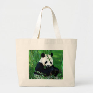Bolsa Tote Grande Folhas de Comida de Panda