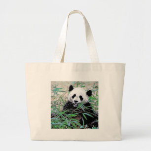 Bolsa Tote Grande Folhas de Comida de Panda