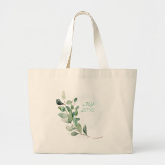 Bolsa Tote Grande Folhas de Eucalipto Verde
