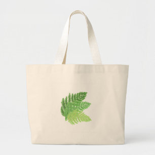 Bolsa Tote Grande Folhas de madeira de corante-d-água verde Elegante