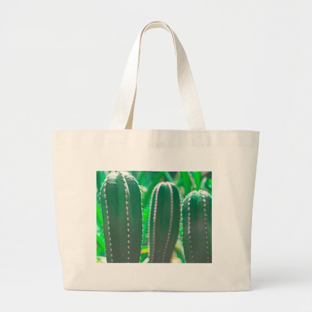 Bolsa Tote Grande Folhas do cacto verde Pastel (Frente)