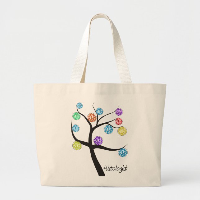 Bolsa Tote Grande Folhas microscópicas da pilha do design da árvore (Frente)