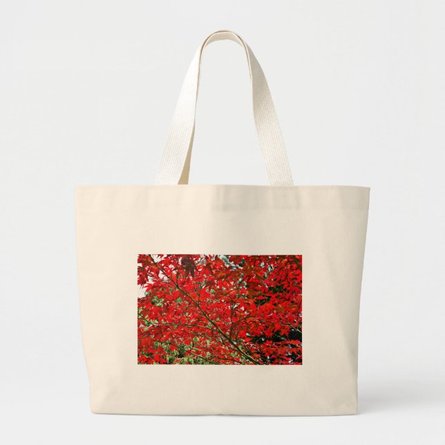 Bolsa Tote Grande Folhas vermelhas (Frente)
