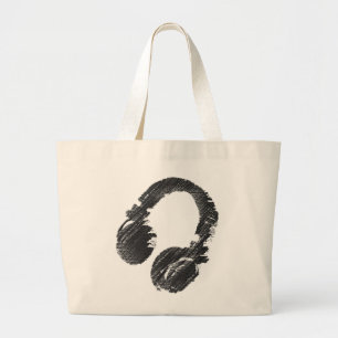 Bolsa Tote Grande fone de ouvido do Black Music Dejay