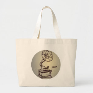 Bolsa Tote Grande Fonógrafo Vintage exclusivo. Estilo Retroativo Gr