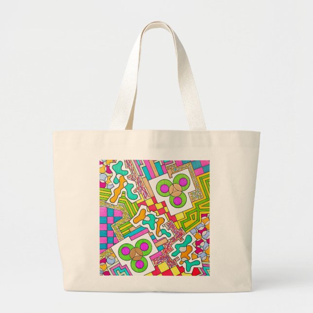 Bolsa Tote Grande Formas Amoebas e Padrões (Frente)