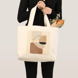 Bolsa Tote Grande Formas de Abstrato neutro | Mínimo de arte moderna