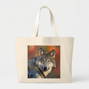 Bolsa Tote Grande Foto da cara do lobo
