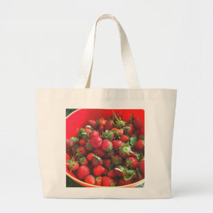 Bolsa Tote Grande Foto da fruta vermelha do Morango