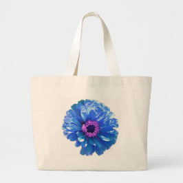 Bolsa Tote Grande Foto floral azul-margarida