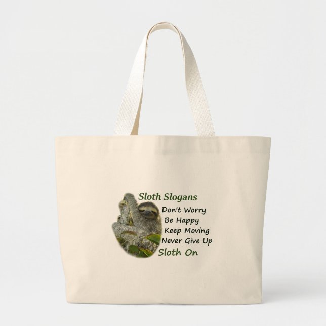 Bolsa Tote Grande Foto Largura Foto Motivacional Cute Sloth Sayings (Frente)