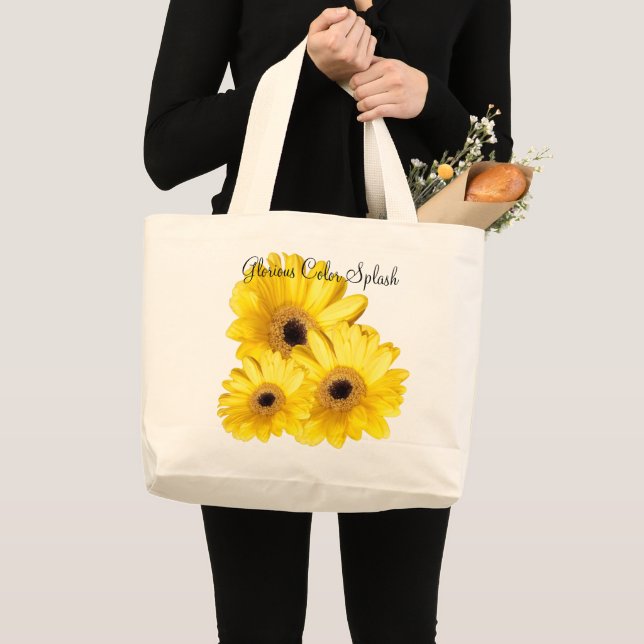 Bolsa Tote Grande Fotografia de Fechamento de Gerber Amarelo (Frente (produto))