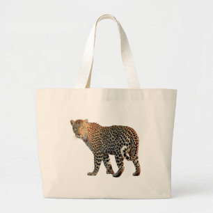 Bolsa Tote Grande Fotografia de Gato Selvagem de Leopardo